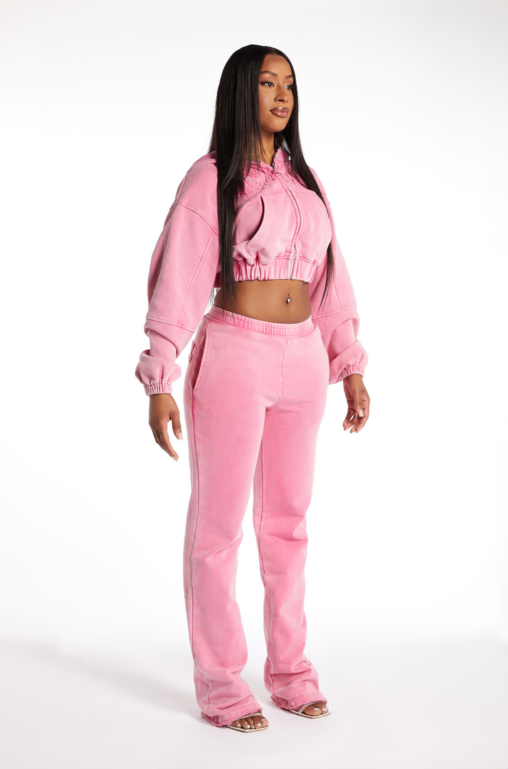 ‘CAS GURL’ Track Pants in Acid Pink